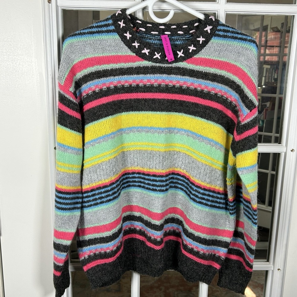Zaket & Plover Women's Striped Wool Mohair‎ Crewneck Sweater Size Medium